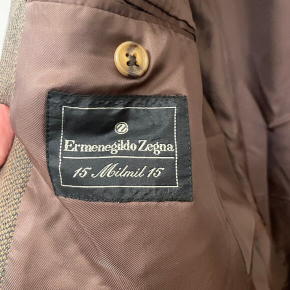 Ermenegildo Zegna 15 Milmil Three Button Single Breasted Blazer Men's Brown 47 - Picture 4 of 6